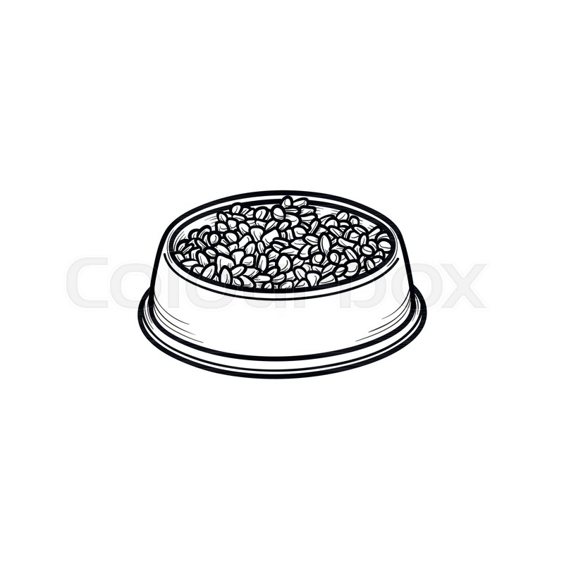 800x800 Dog Bowl Hand Drawn Outline Doodle Icon. Bowl Full Of Dog