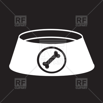 400x400 Dog Bowl With Bone Icon On Black Background Vector Image Vector