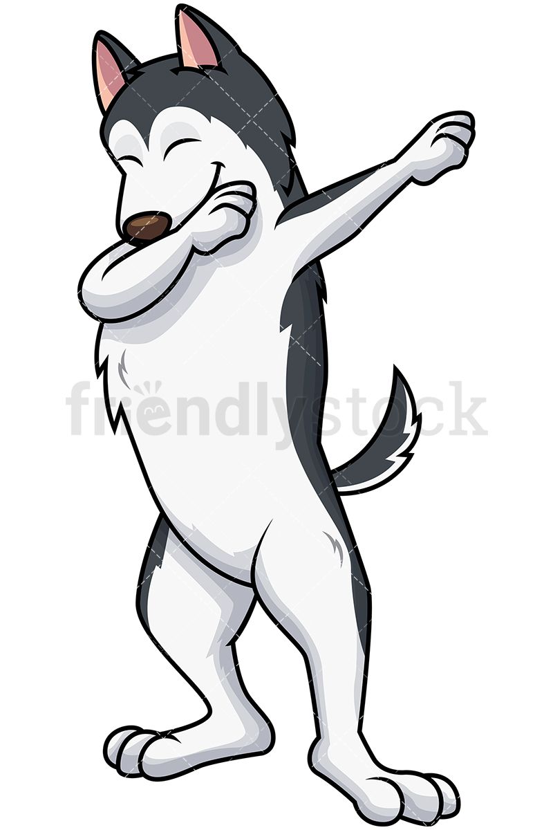 800x1200 Dabbing Husky Dog Cartoon Vector Clipart Clip Arts
