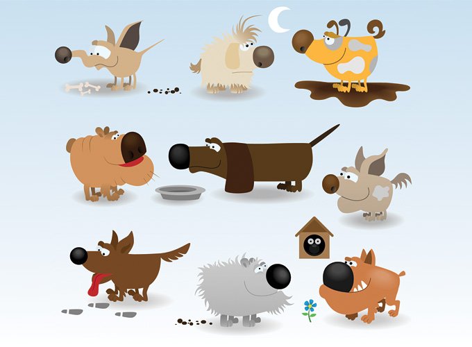 680x500 Free Funny Dog Cartoon Vector Illustrations (Free) Psd Files