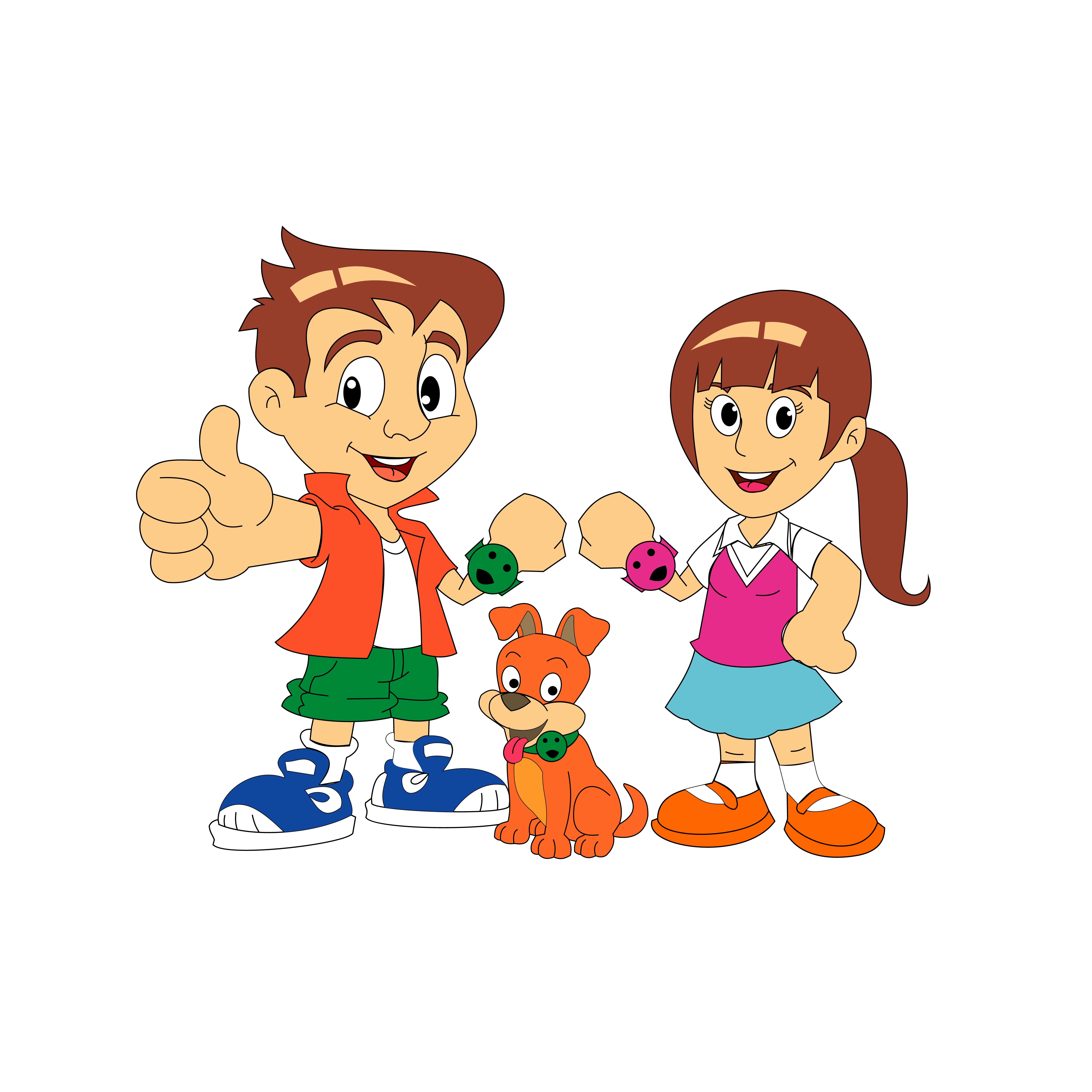 5000x5000 Kids And Dog Cartoon Vector