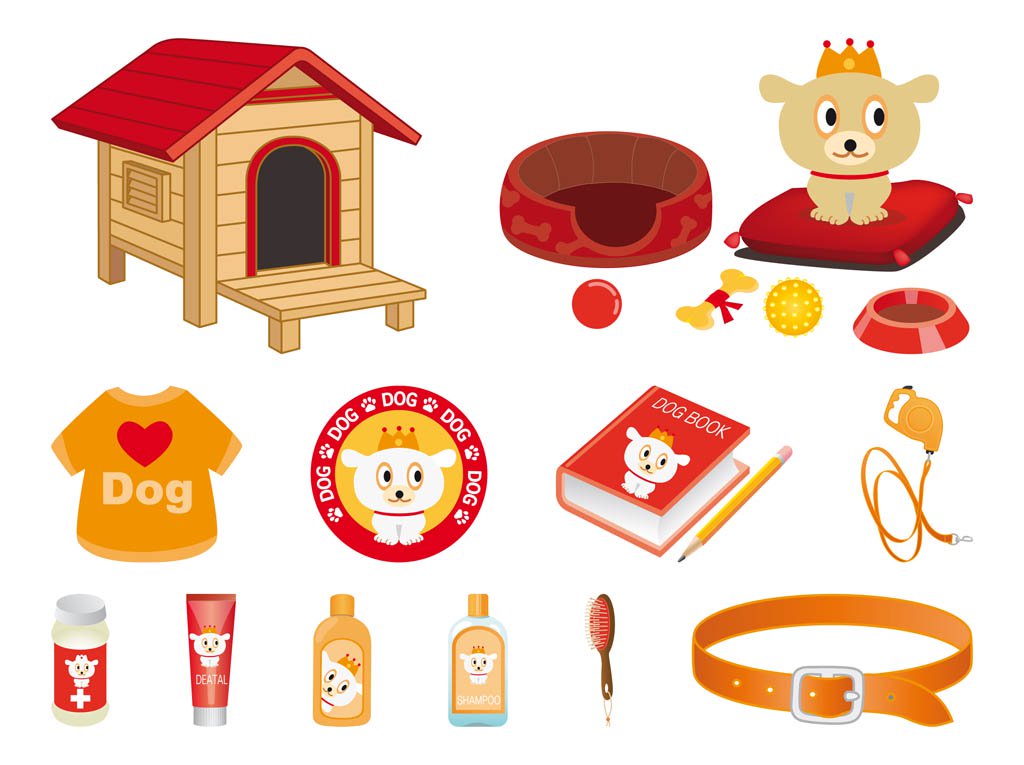 1024x765 Cartoon Dog And Accessories Vector Art Amp Graphics