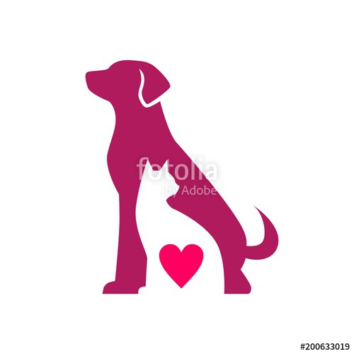 500x500 Dog Cat Love Pet Negative Space Logo Vector Icon Stock Image And