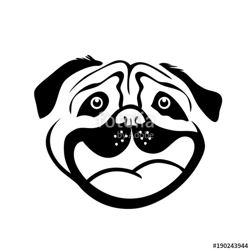 500x500 Smiley Dog Face. Vector Illustration Isolated On White Background