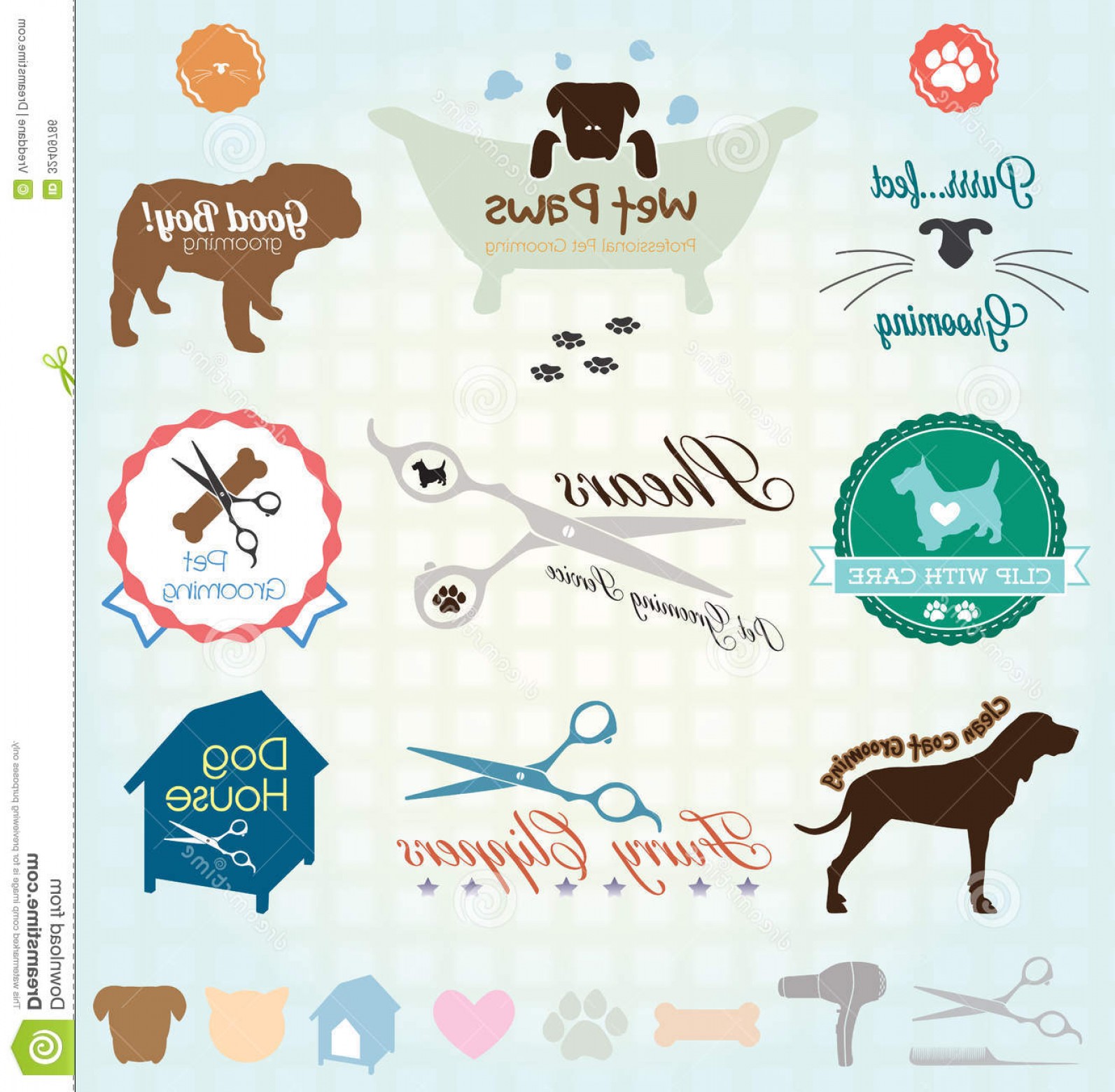 1593x1560 Royalty Free Stock Image Vector Set Pet Grooming Labels Collection