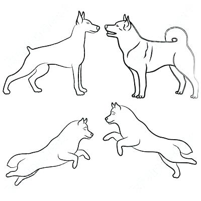 400x400 Dog Head Template Cat Silhouettes Kitten And Puppy Black Outlines