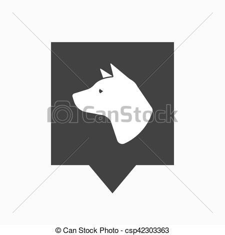 450x470 Isolated Tooltip With A Dog Head. Illustration Of An Isolated