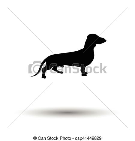 450x470 Dachshund Dog Icon. Black Background With White. Vector Illustration.