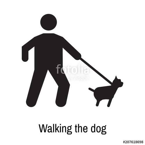 500x500 Walking The Dog Icon Vector Sign And Symbol Isolated On White