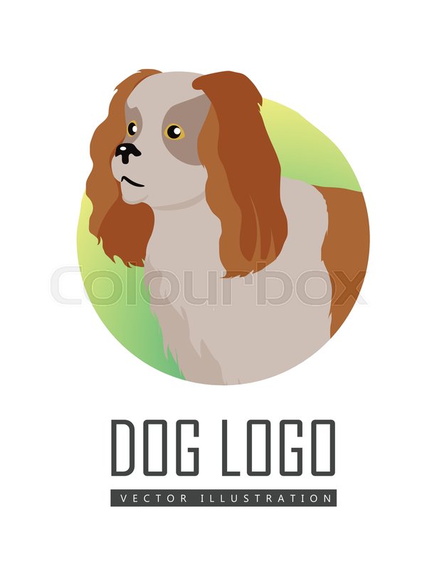 600x799 Brown And White Spaniel Dog, Round Logo On White Background. Dog