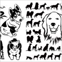 200x200 Black And White Dog Silhouette Vector Vectors Dog