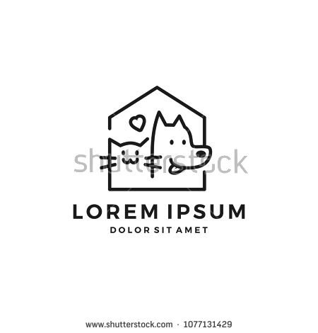 450x470 Dog Cat Pet House Home Love Logo Vector Icon Line Art Outline