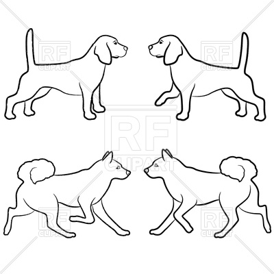 400x400 Set Of Dogs Outline