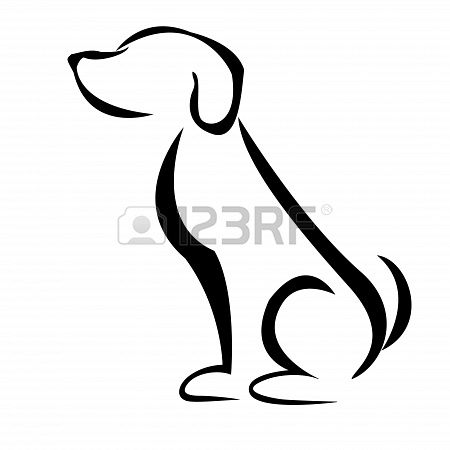 450x450 Vector Illustration Of Black Silhouette Of A Sitting Dog Logos