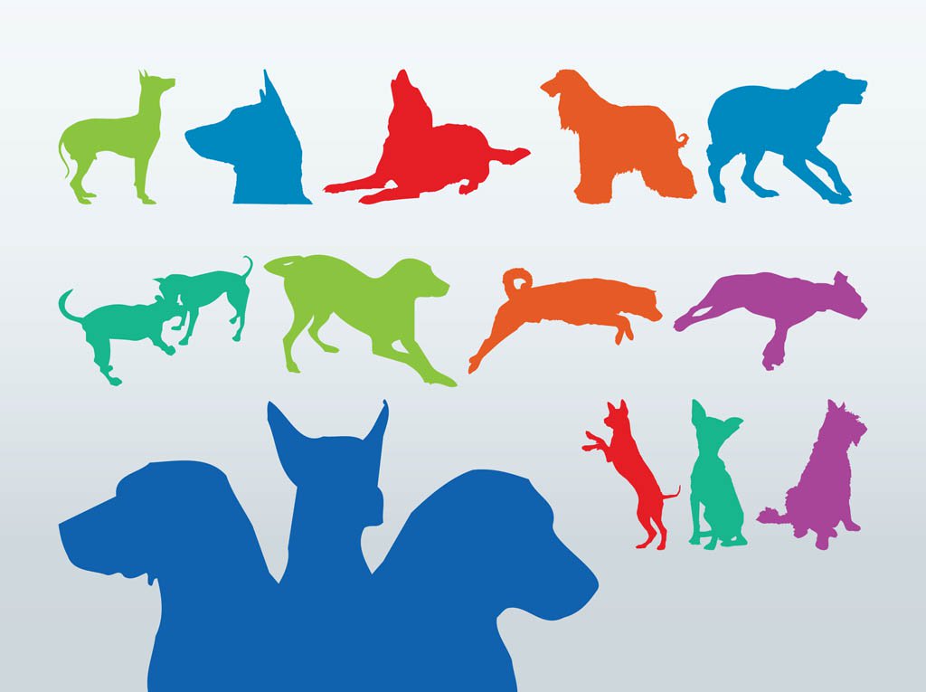 1024x765 Colorful Dog Silhouettes Vector Art Amp Graphics