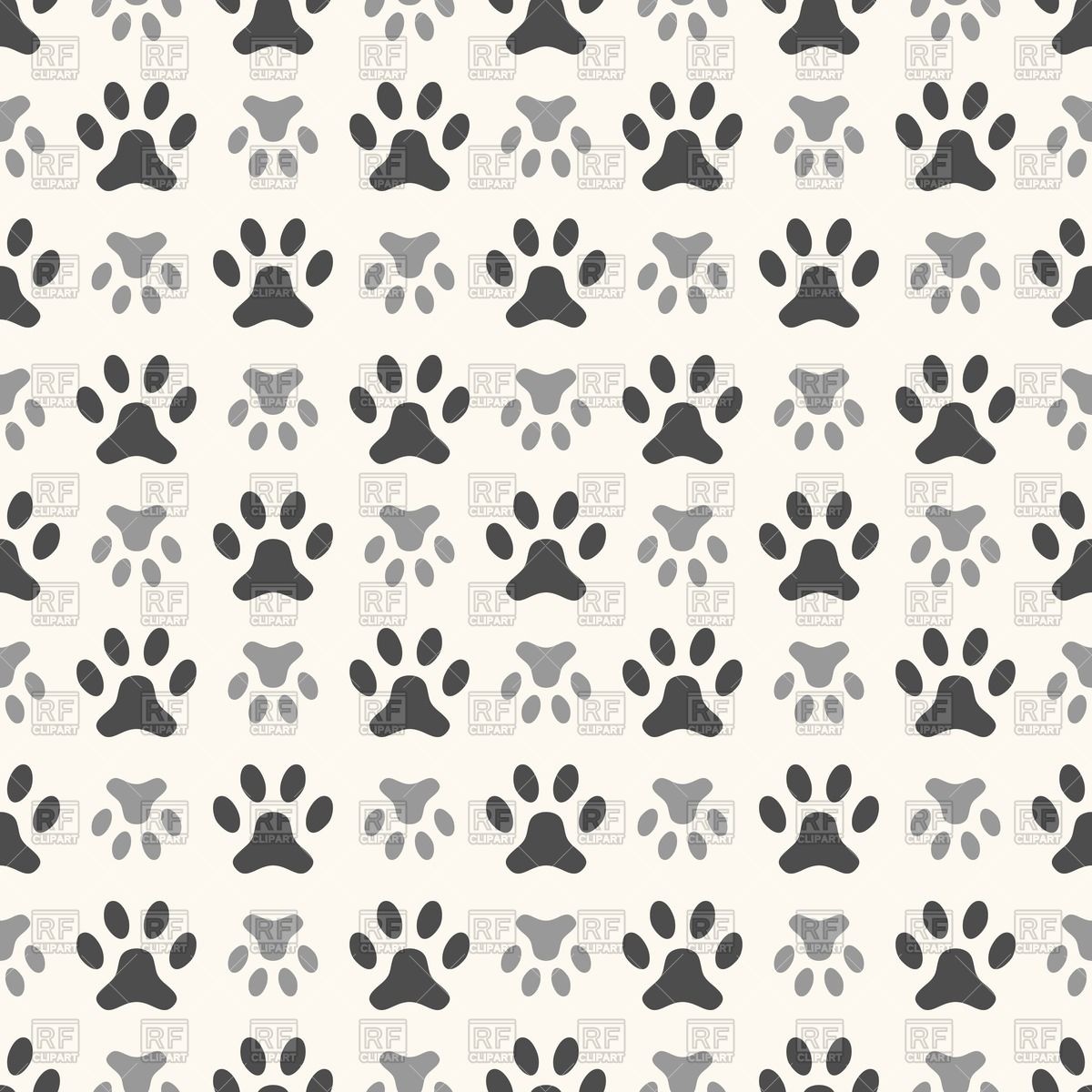 1200x1200 Seamless Pattern With Dog Paw Print Vector Image Vector Artwork