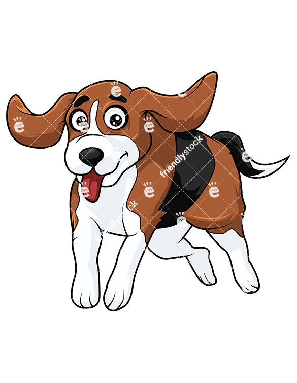 585x755 Excited Beagle Dog Running Vector Cartoon Clipart Clipart Of
