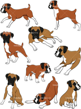 324x432 Boxer Dog Running And Turning Around Cartoon Clipart