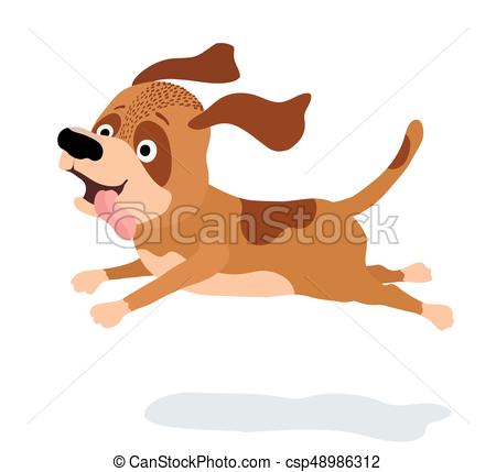 450x429 Cartoon Dog Running On White. Vector Illustration.