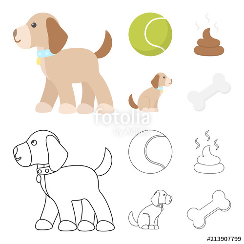 500x500 Dog Sitting, Dog Standing, Tennis Ball, Feces. Dog Set Collection