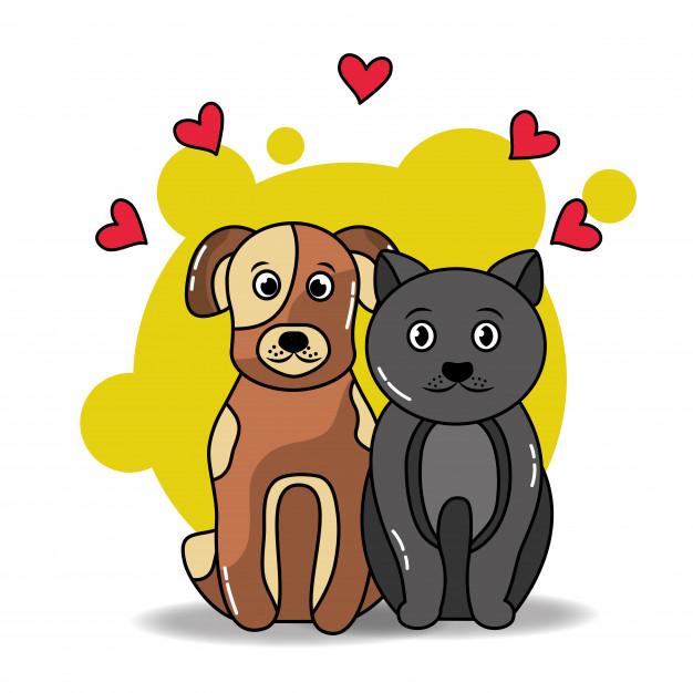 626x626 Pet Cat And Dog Sitting Animals Love Friends Vector Premium Download