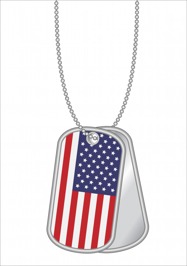 626x889 United States Of America Flag On A Steel Dog Tag Vector Premium