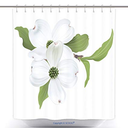 425x425 Fun Shower Curtains White Dogwood Cornus Florida Hand