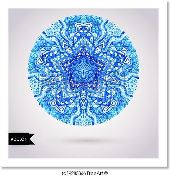 561x581 Free Art Print Of Vector Doily Watercolor Vector Gzhel Pattern