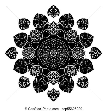 450x470 Mandala. Ethnic Amulet. Black And White Decorative Element, Round