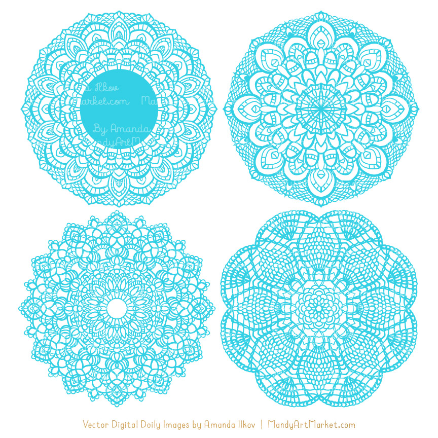 864x864 Tropical Blue Round Lace Doily Vectors