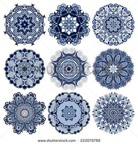450x470 Circle Lace Ornament, Round Ornamental Geometric Doily Pattern