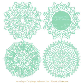 350x350 Anna Lace Mint Doily Vectors