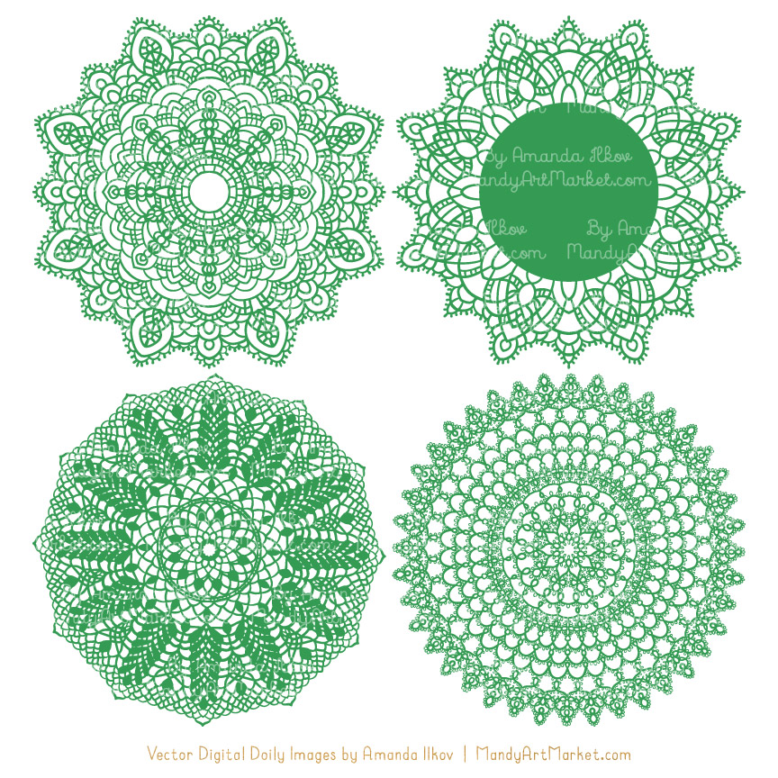 864x864 Green Round Lace Doily Vectors