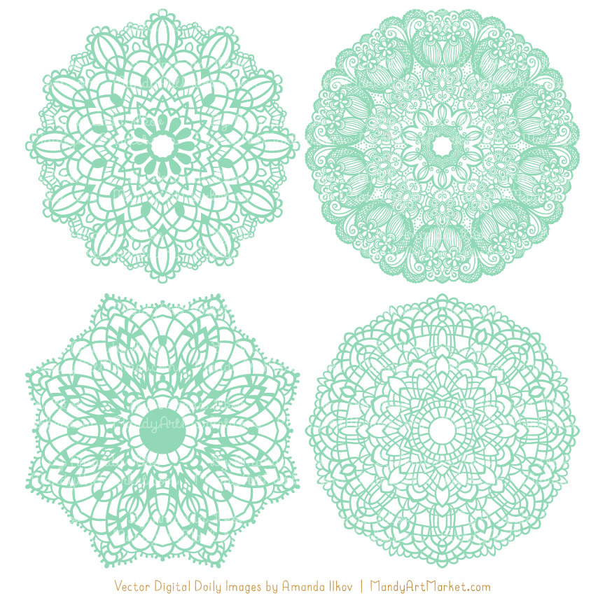 864x864 Mint Round Lace Doily Vectors