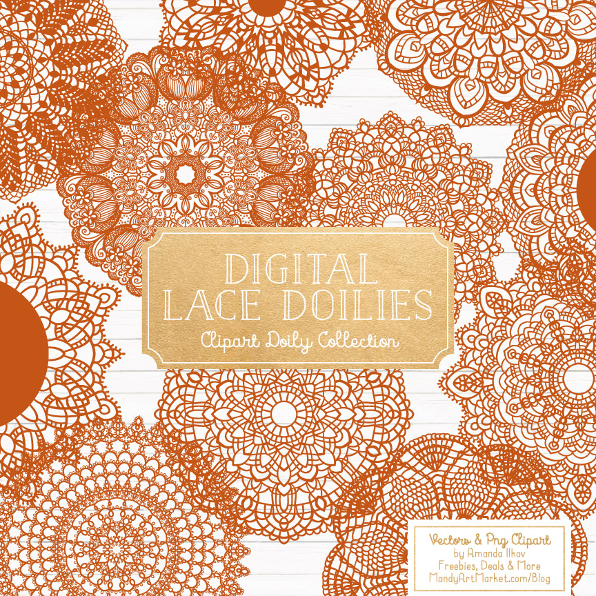 864x864 Pumpkin Round Lace Doily Vectors