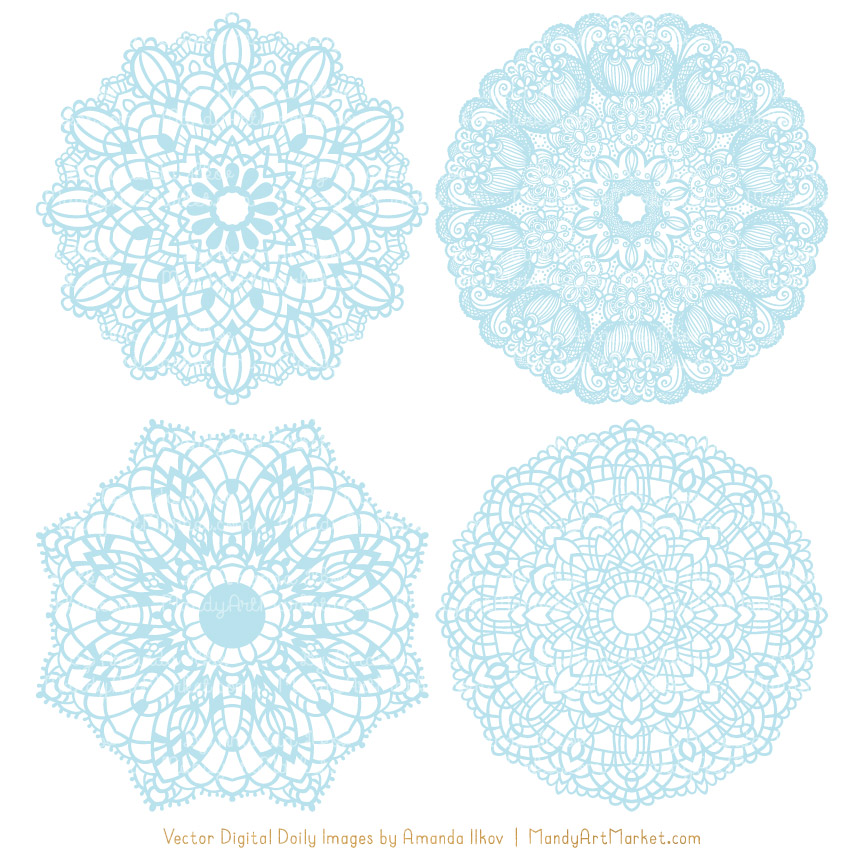 864x864 Soft Blue Round Lace Doily Vectors