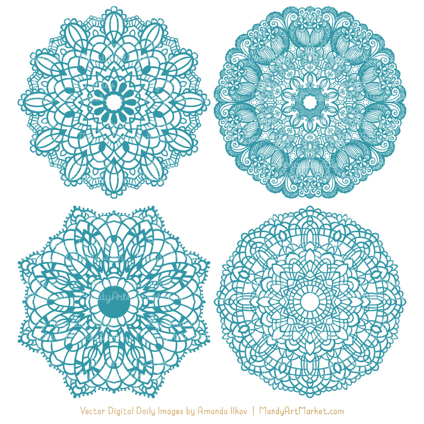 864x864 Vintage Blue Round Lace Doily Vectors