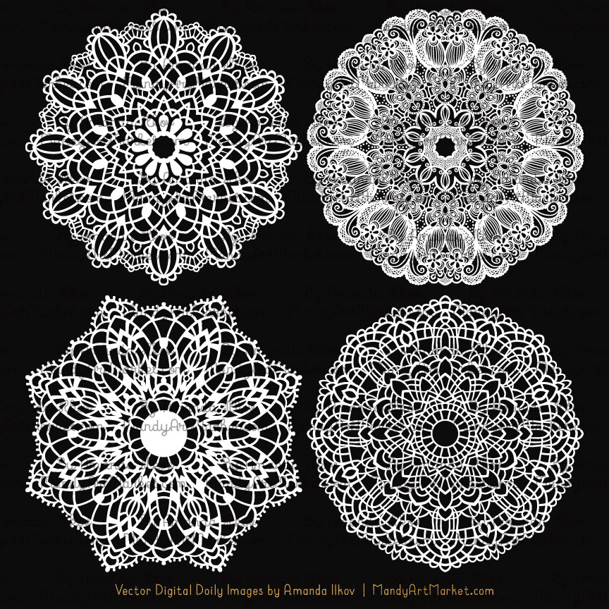 864x864 White Round Lace Doily Vectors