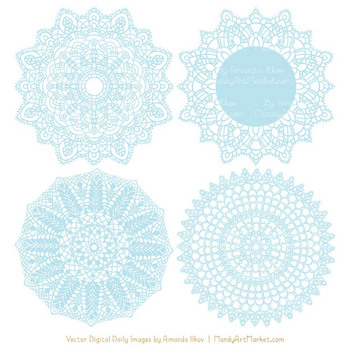 350x350 Anna Lace Soft Blue Doily Vectors
