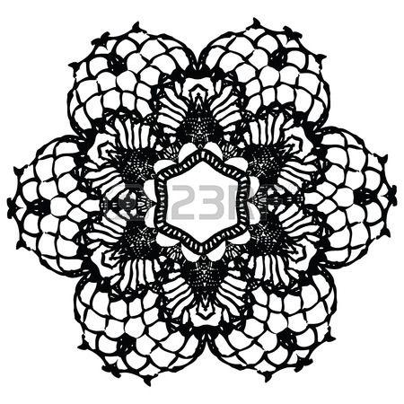 450x450 Black Crochet Doily. Vector Illustration. May Be Used For Digital