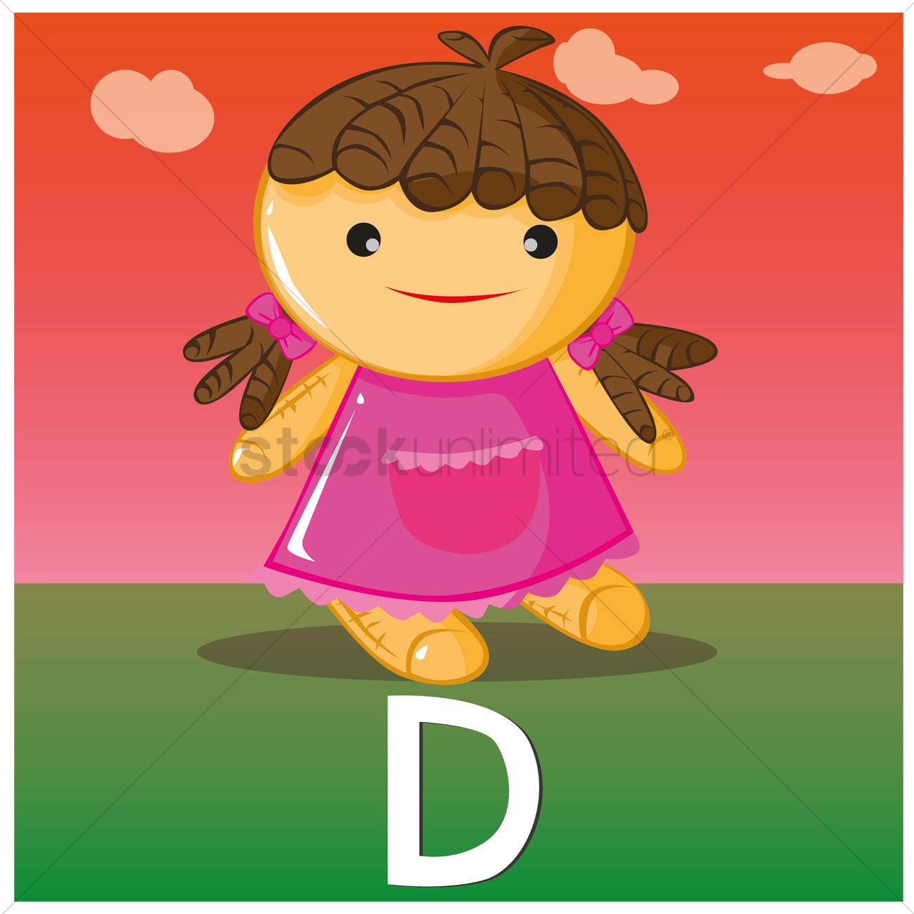 1300x1300 Letter D For Doll Vector Image