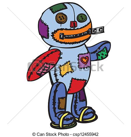 450x470 Little Scary Doll. Vector Illustration.