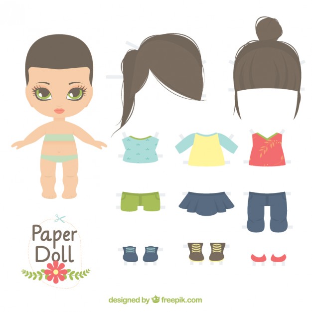 626x626 Cute Paper Doll Vector Free Download