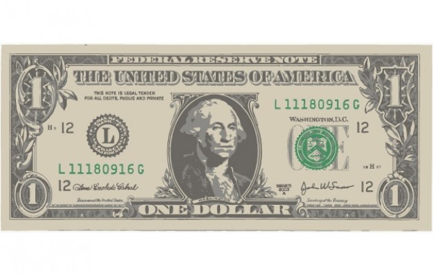 626x396 One American Dollar Bill Vector Free Download