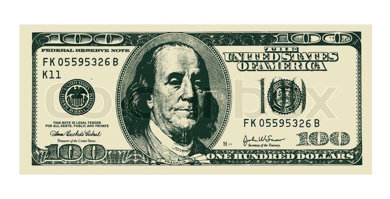 800x408 Vector 100 Dollar Bill On White Stock Vector Colourbox