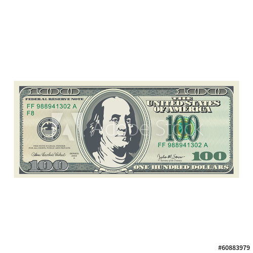 500x500 100 Dollar Bill Vector