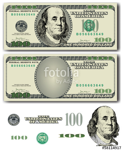 405x500 100 Dollar Bill With Easy Removable Elements Stock Image And