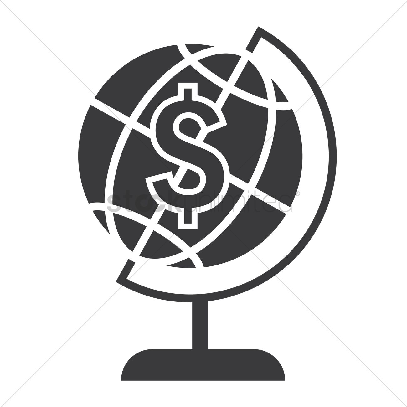 1300x1300 Desk Globe With Dollar Icon Vector Image
