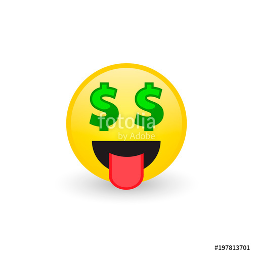 500x500 Dollar Sign Eyes Emoticon Emoji Character Icon. Vector Isolated