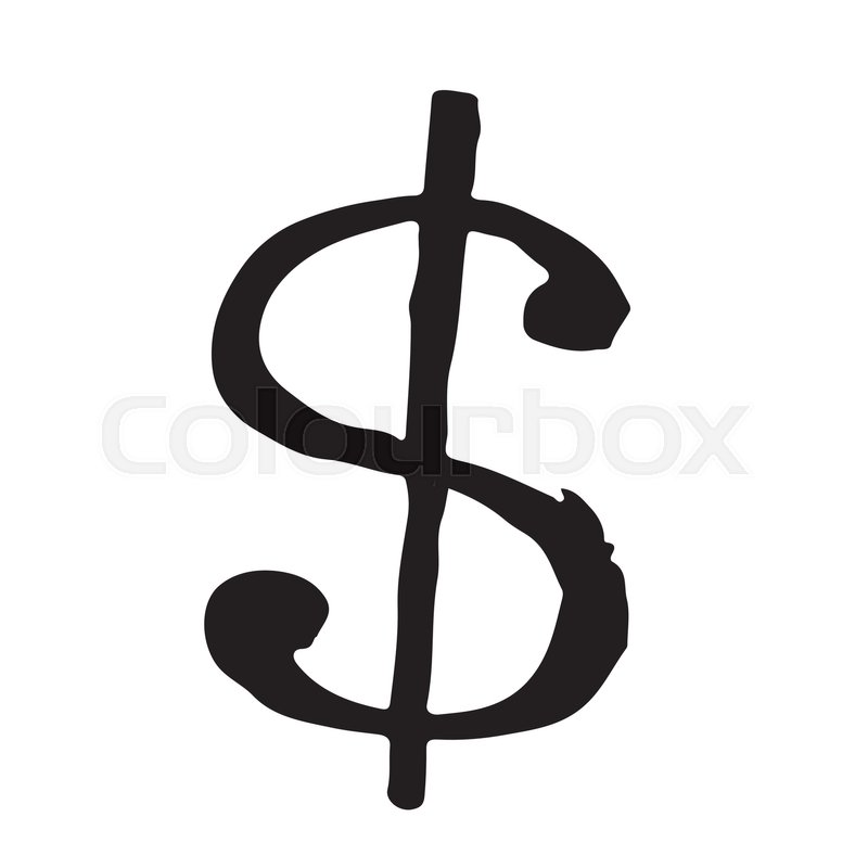800x800 Doodle Dollar Sign Icon Drawing Illustration Design Stock Vector